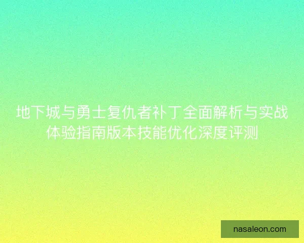 地下城与勇士复仇者补丁全面解析与实战体验指南版本技能优化深度评测